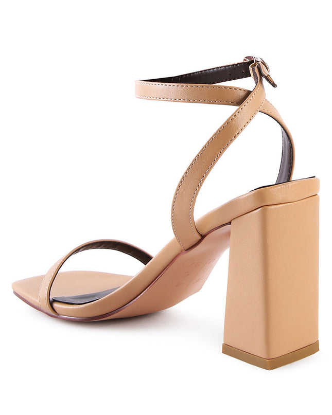 Mooncut Ankle Strap Block Heel Sandals