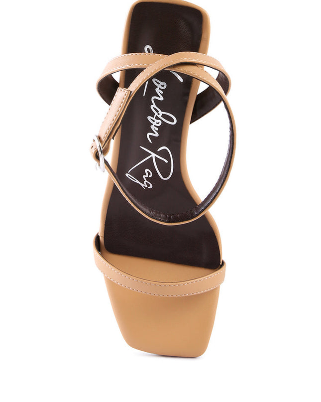 Mooncut Ankle Strap Block Heel Sandals