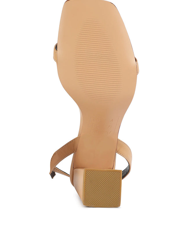 Mooncut Ankle Strap Block Heel Sandals