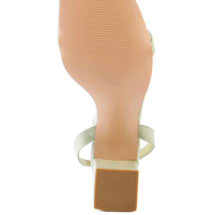 Mooncut Ankle Strap Block Heel Sandals