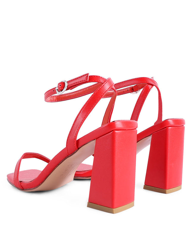 Mooncut Ankle Strap Block Heel Sandals