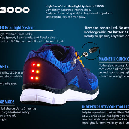 Men's Night Runner Shoes With Built-in Safety Lights