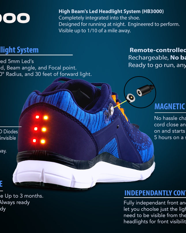Men's Night Runner Shoes With Built-in Safety Lights