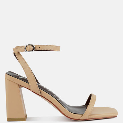Mooncut Ankle Strap Block Heel Sandals