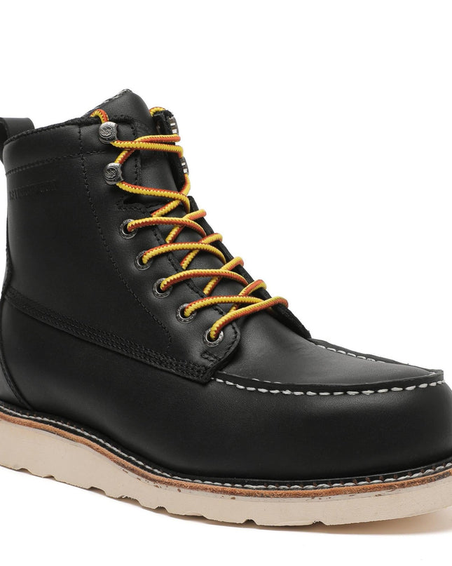 ROCKROOSTER Trinidad Men's 6 inch Black Steel Toe Wedge Work Boots