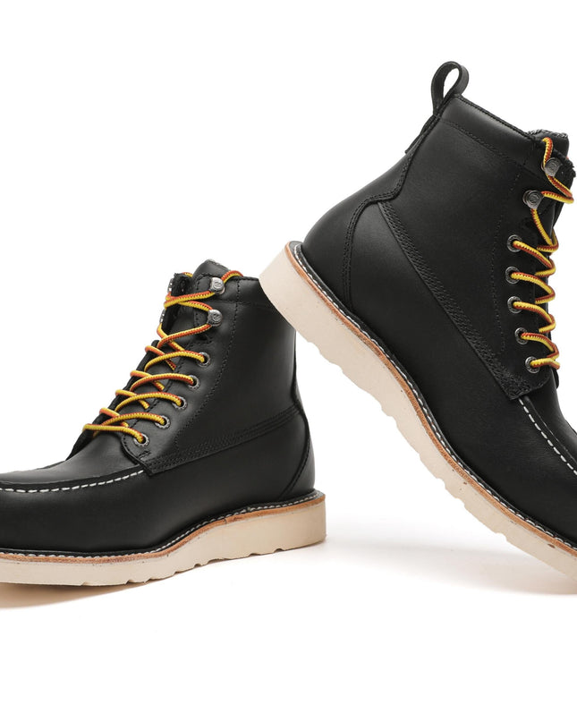 ROCKROOSTER Trinidad Men's 6 inch Black Steel Toe Wedge Work Boots